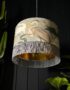 The Tranquil Bird Song Heron Lampshade With Fringing And Gold Lining