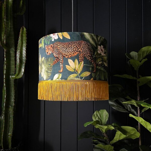 Handmade Tropical Jungalist Massive Leopard Lampshade with fringing