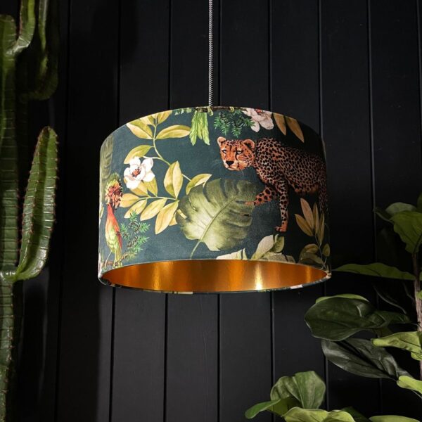 Handmade Tropical Jungalist Massive Leopard Lampshade with gold lining