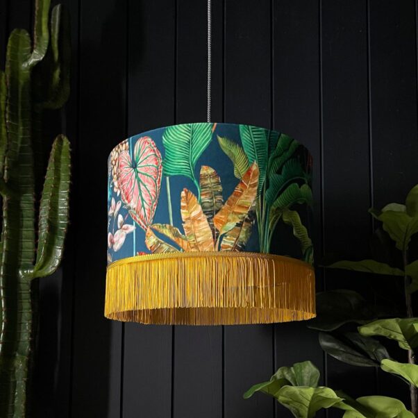 Handmade Tropical Leaf Magic Fruits Lampshade With Fringing