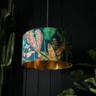 Handmade Tropical Leaf Magic Fruits Lampshade With Gold Lining
