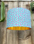 Gold Lined Neon Leopard Print handmade Lampshade in Turquoise.