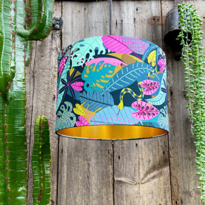 Serpent Jungle handmade Lampshade with Gold lining
