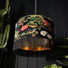 Shadow Crawler Bird inspired Lampshade With Luscious dark fringing And Metallic Gold Lining