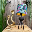 Small Black Octopus Lamp with Mini Serpent Jungle Lampshade