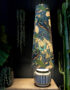 Mythical Plumes Peacock Oversized Cone Lampshades. Shown here with the light turned on
