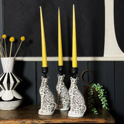 Love Frankie White Leopard Candle Holder