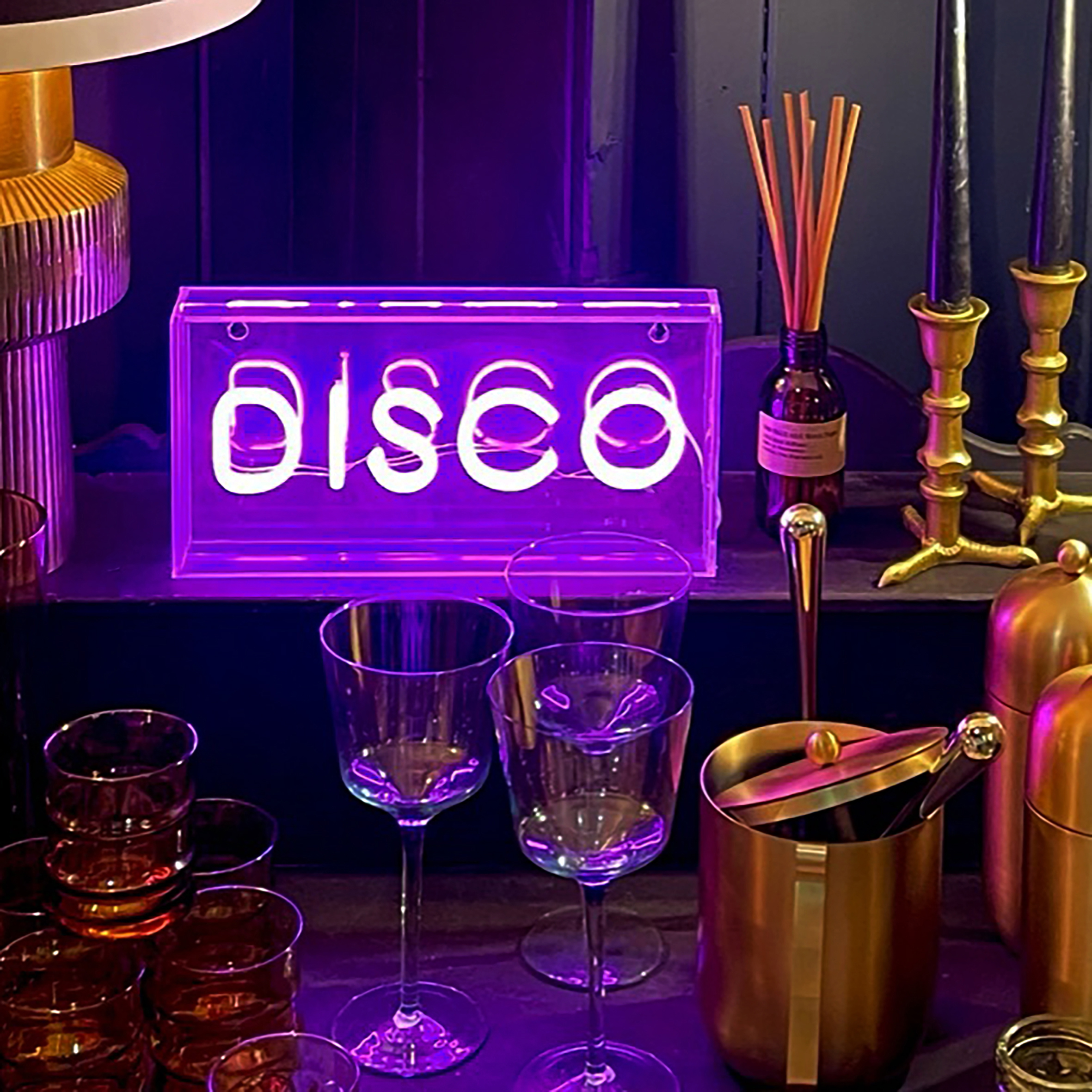 Disco' Glass Neon Sign - Pink