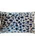 Leopard Print Bolster Cushion in Electric Blue and Sand