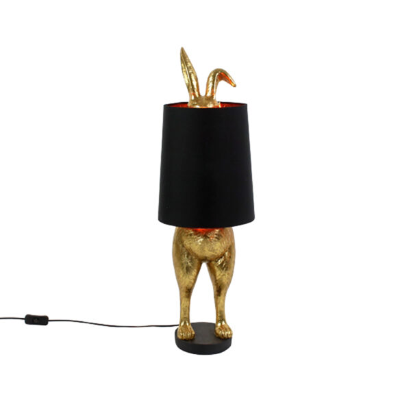 Hiding Bunny Quirky Lamp Base with Black Lampshade
