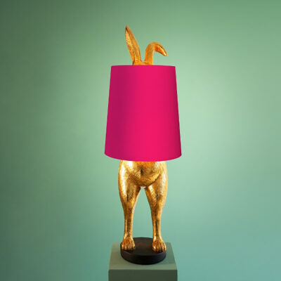 Hiding Bunny Quirky Lamp Base with Pink Lampshade