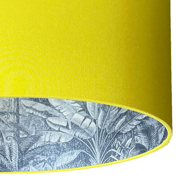 Indigo rainforest lampshade in banana yellow