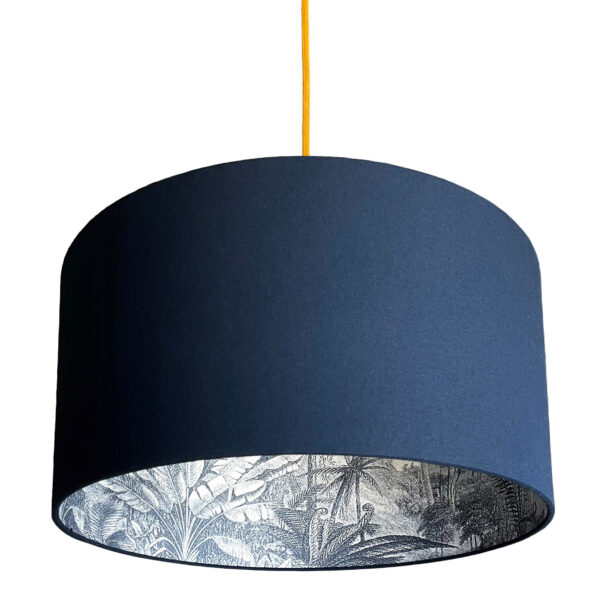 Indigo rainforest lampshade in deep space navy