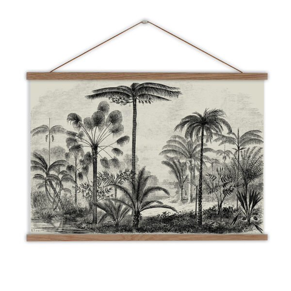 Vintage Palm Jungle Monochrome Wall Hanging
