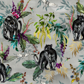 Deadly Night Shade in DUST Grey Fabric & Wallpaper Tile