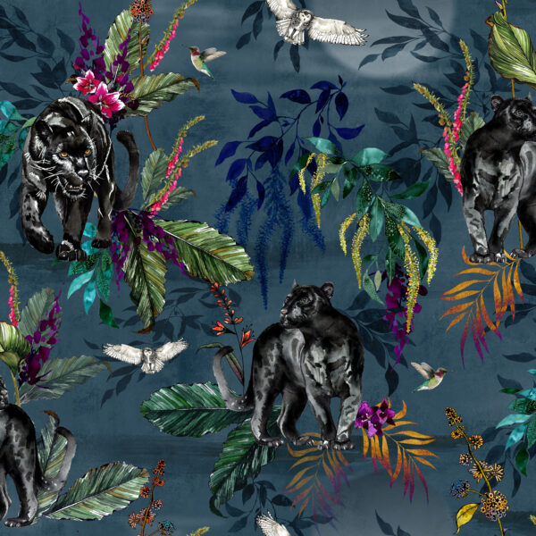 Deadly Night Shade in SMOKE Blue Fabric & Wallpaper Tile