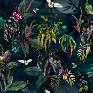 Deadly Night Shade in TWILIGHT Midnight Blue Fabric & Wallpaper Tile
