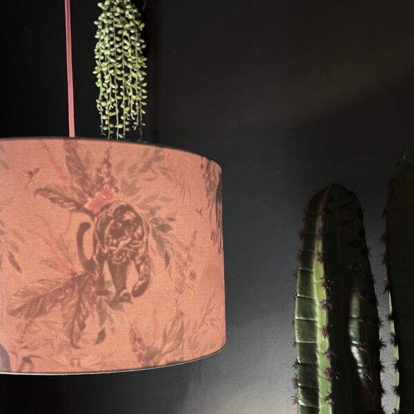 Dust Deadly Night Shade Silhouette Lampshade in Blush. Designed and Handmade by Love Frankie. Light on