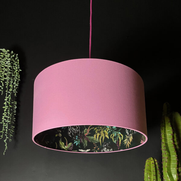 Wild Wood Deadly Night Shade Silhouette Lampshade in Candy Floss. Designed and Handmade by Love Frankie