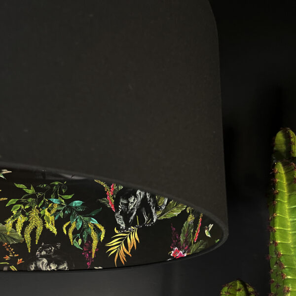 Carbon Deadly Night Shade Silhouette Lampshade in Jet Black. Designed and Handmade by Love Frankie. Close Up