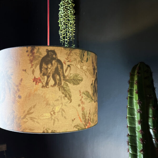 Dust Deadly Night Shade Silhouette Lampshade in Cloud. Designed and handmade by Love Frankie. Light On
