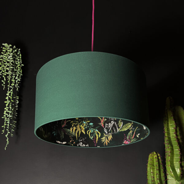 Wild Wood Deadly Night Shade Silhouette Lampshade in Hunter Green. Designed and handmade by Love Frankie