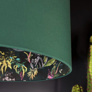 Wild Wood Deadly Night Shade Silhouette Lampshade in Hunter Green. Designed and handmade by Love Frankie. Close Up