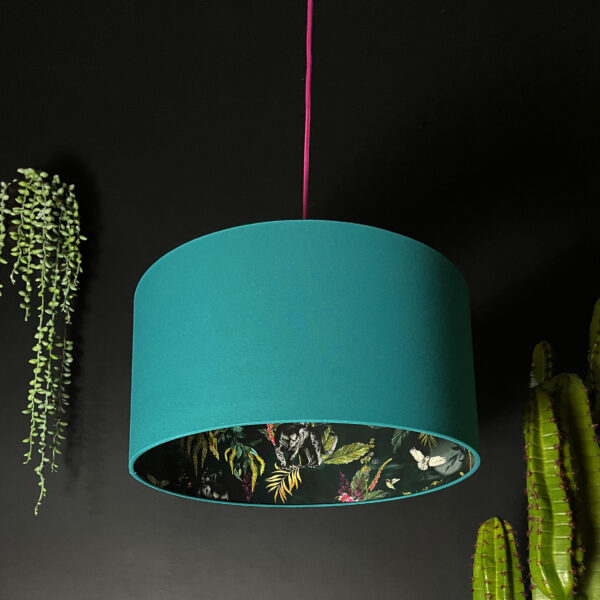 Wild Wood Deadly Night Shade Silhouette Lampshade in Jade. Designed and Handmade by Love Frankie