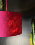 Carbon Deadly Night Shade Silhouette Lampshade in Pomegranate. Designed and Handmade by Love Frankie. Light On