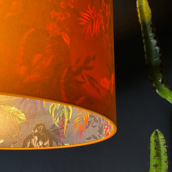 Smoke Deadly Night Shade Silhouette Lampshade in Pumpkin. Designed and Handmade by Love Frankie. Light On