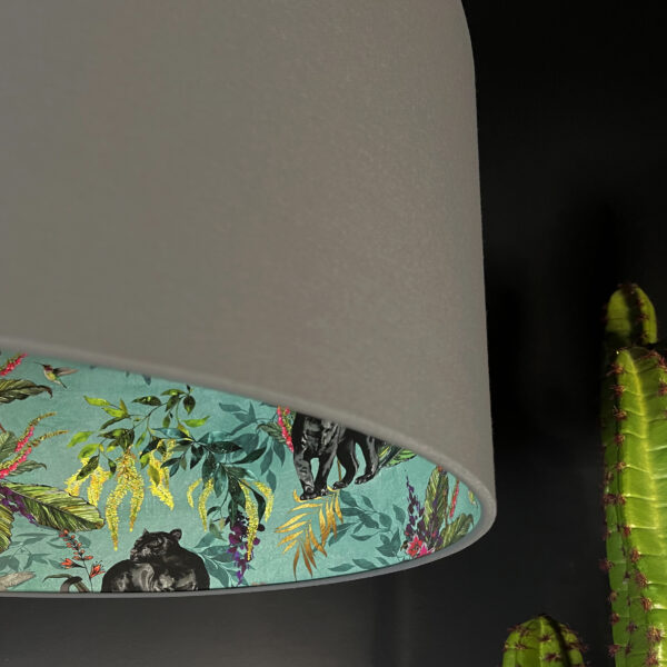 Lithium Deadly Night Shade Silhouette Lampshade in Slate. Handmade and Designed by Love Frankie. Close Up