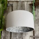 Charcoal Rainforest Silhouette Lampshade in Cloud Grey Cotton