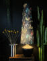 Handmade Oversized Cone Lampshades in Carbon Black Light On