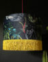 Handmade Fringed Velvet Lampshade in Carbon Black and Sunshine Yellow Fringing