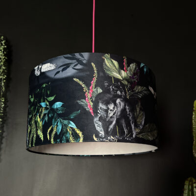 Handmade Velvet Lampshade in Carbon Black