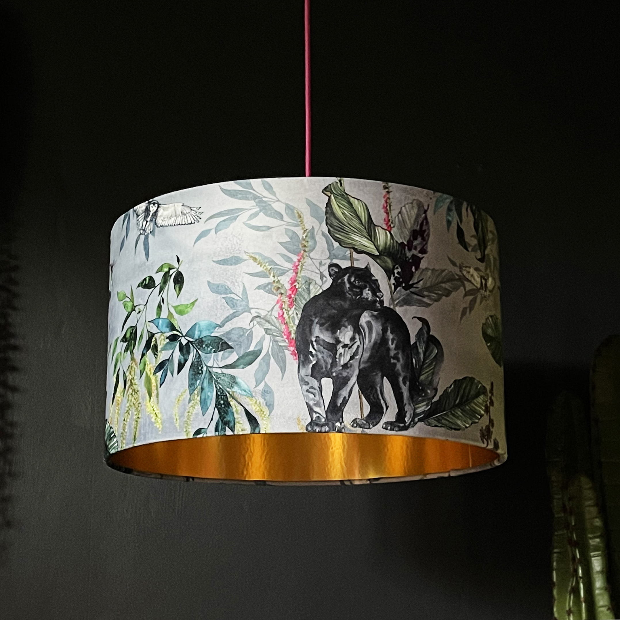 Handmade Velvet Lampshade with Gold Lining in Dust