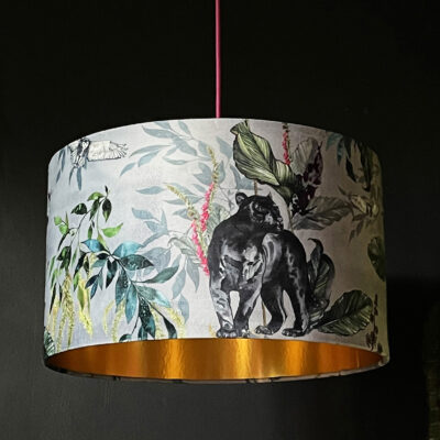 Handmade Velvet Lampshade with Gold Lining in Dust Grey