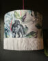 Handmade Fringed Velvet Lampshade in Dust Grey and Cloud Grey Fringing