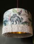 Handmade Fringed Velvet Lampshade with Gold Lining in Dust Grey and Cloud Grey Fringing