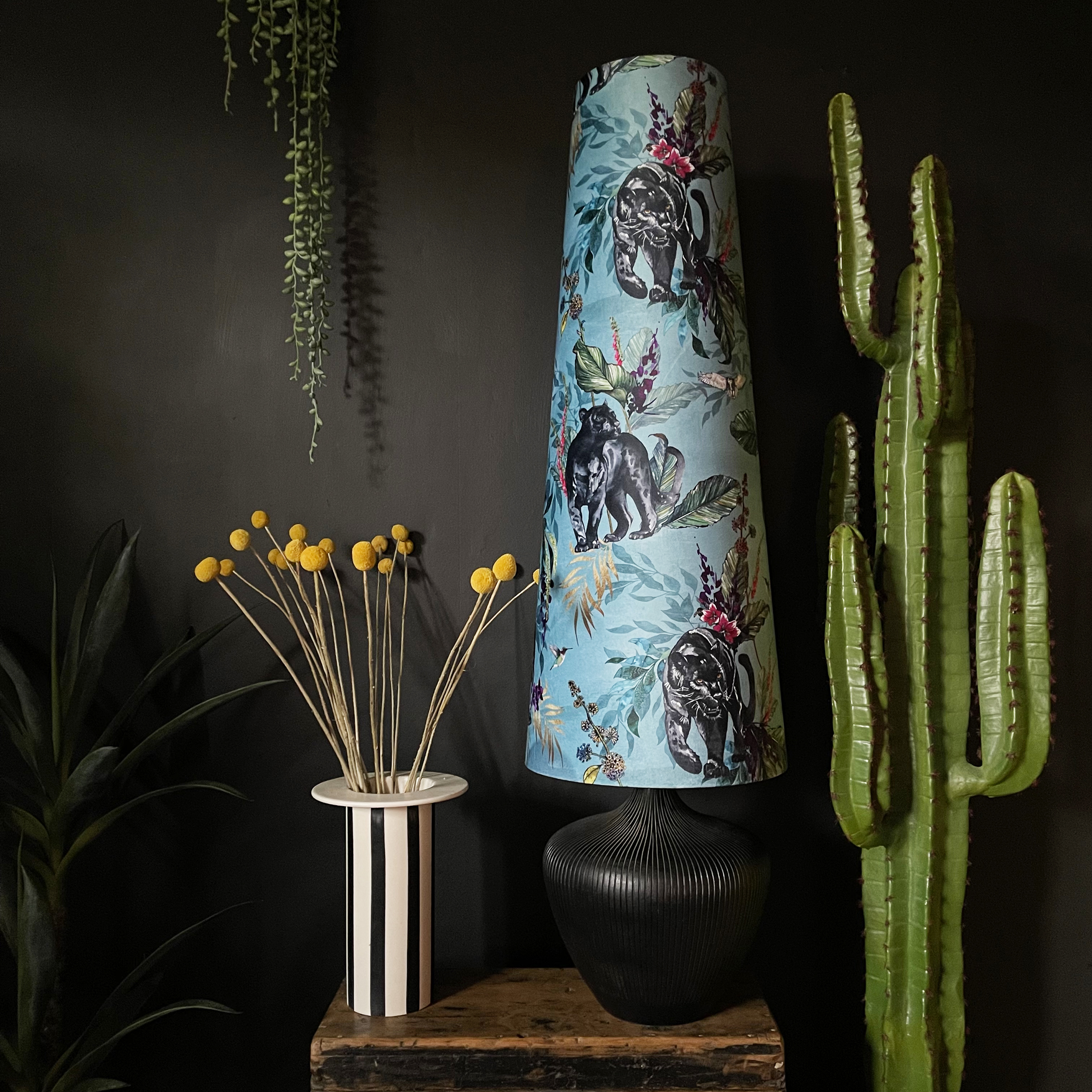 Deadly Night Shade Cone Lampshades in Lithium Blue