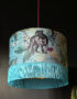 Handmade Fringed Velvet Lampshade with Gold Lining in Lithium