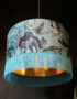 Handmade Fringed Velvet Lampshade with Gold Lining in Lithium