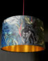 Handmade Velvet Lampshade with Gold Lining in Smoke Blue