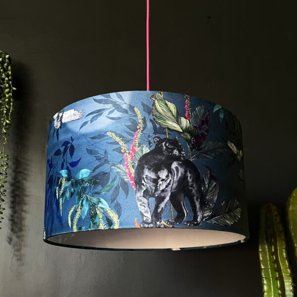 Handmade Velvet Lampshade in Smoke Blue