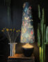Handmade Oversized Cone Lampshades in Twilight Blue Light On