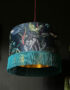 Handmade Fringed Velvet Lampshade with Gold Lining in Twilight