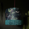 Handmade Fringed Velvet Lampshade with in Twilight