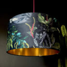 Handmade Velvet Lampshade with Gold Lining in Carbon Black