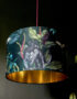Handmade Velvet Lampshade with Gold Lining in Wild Wood
