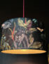 Handmade Velvet Lampshade in Wild Wood Green Light on